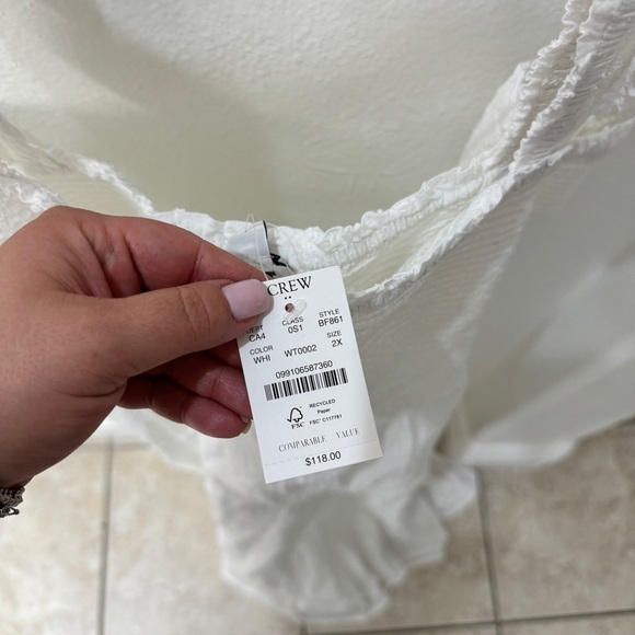 NEW J.Crew White Dot Smocked MIDI Dress - Picture 3 of 10